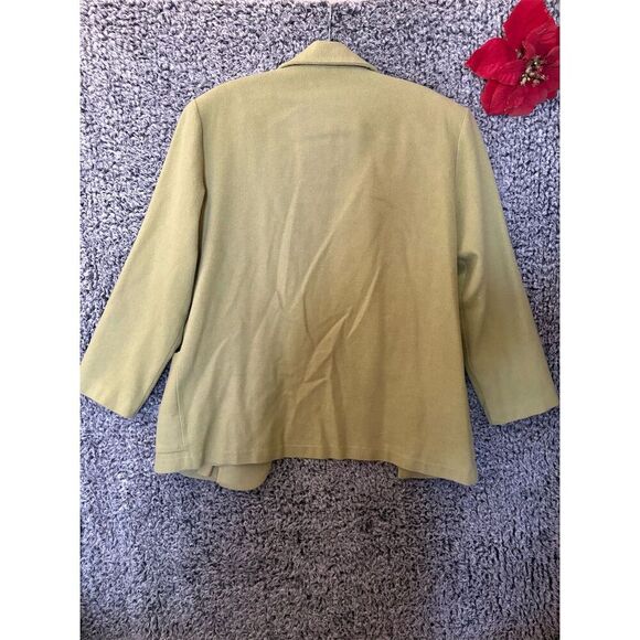 YK2 Women's Vintage Green Wool Blazer Jacket Size 15/16 - Picture 7 of 8